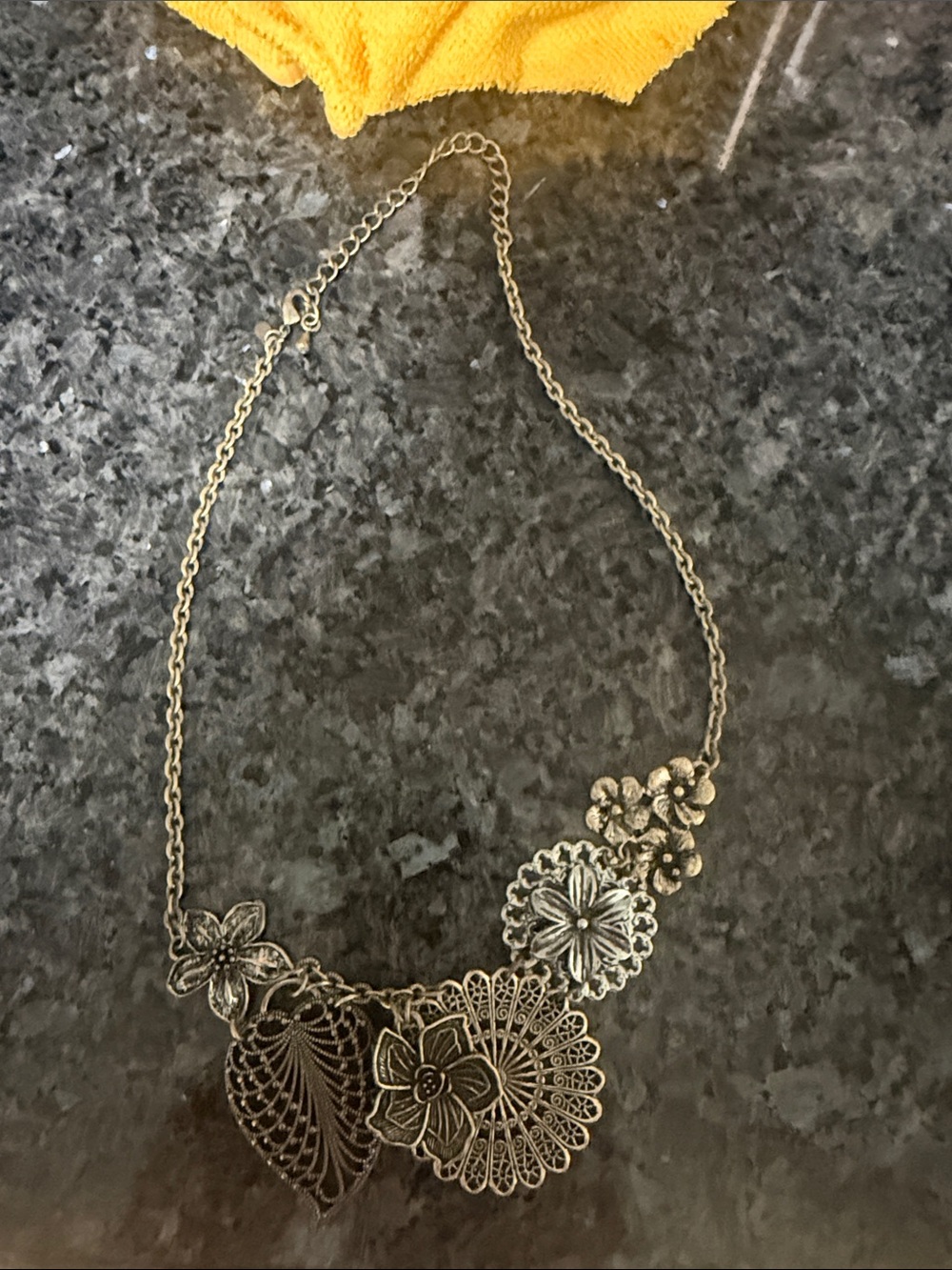 Gold Floral Filigree Statement Necklace